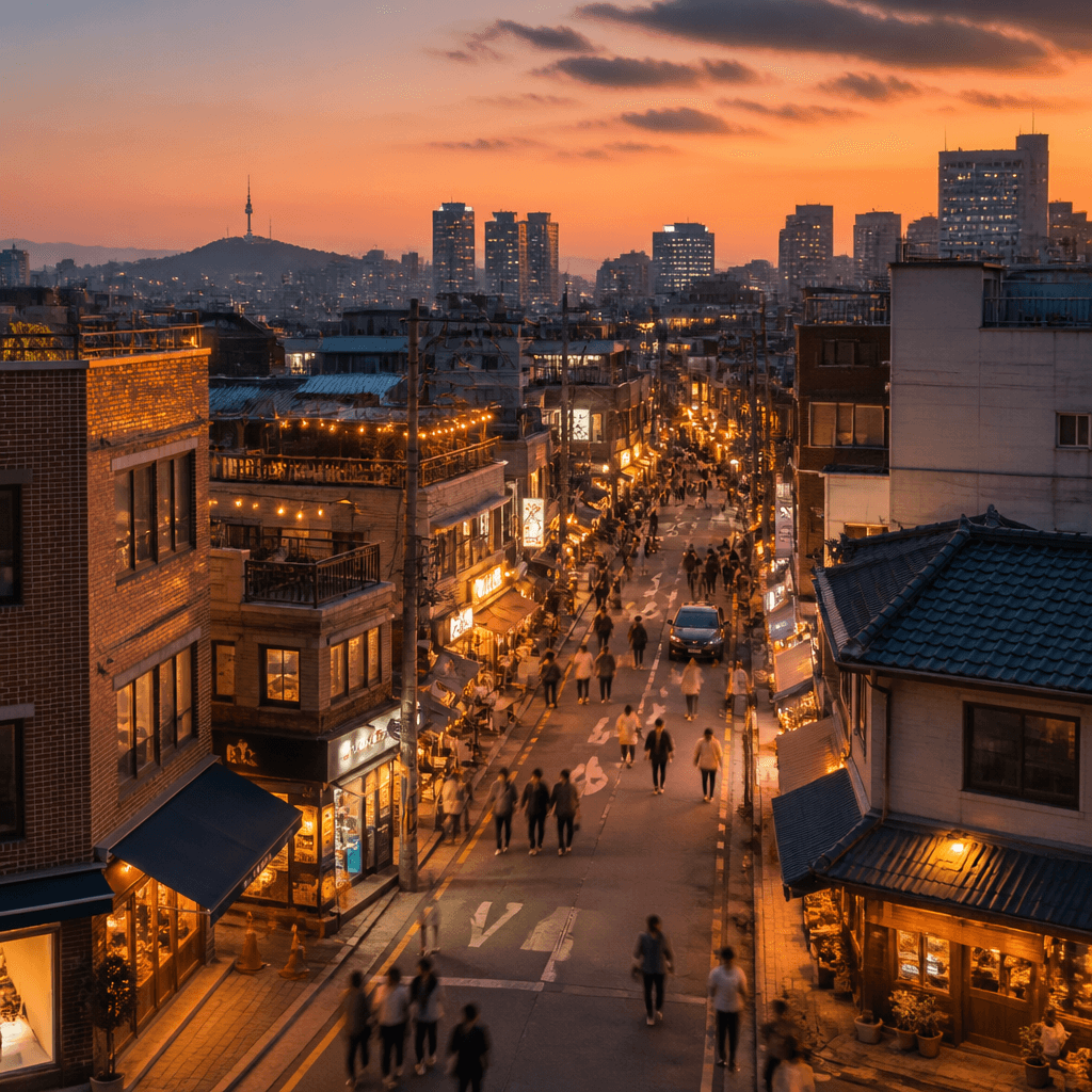 해질녘 서울 마포 작은 가게들이 늘어선 골목, 1인 창업 시장의 실측 풍경