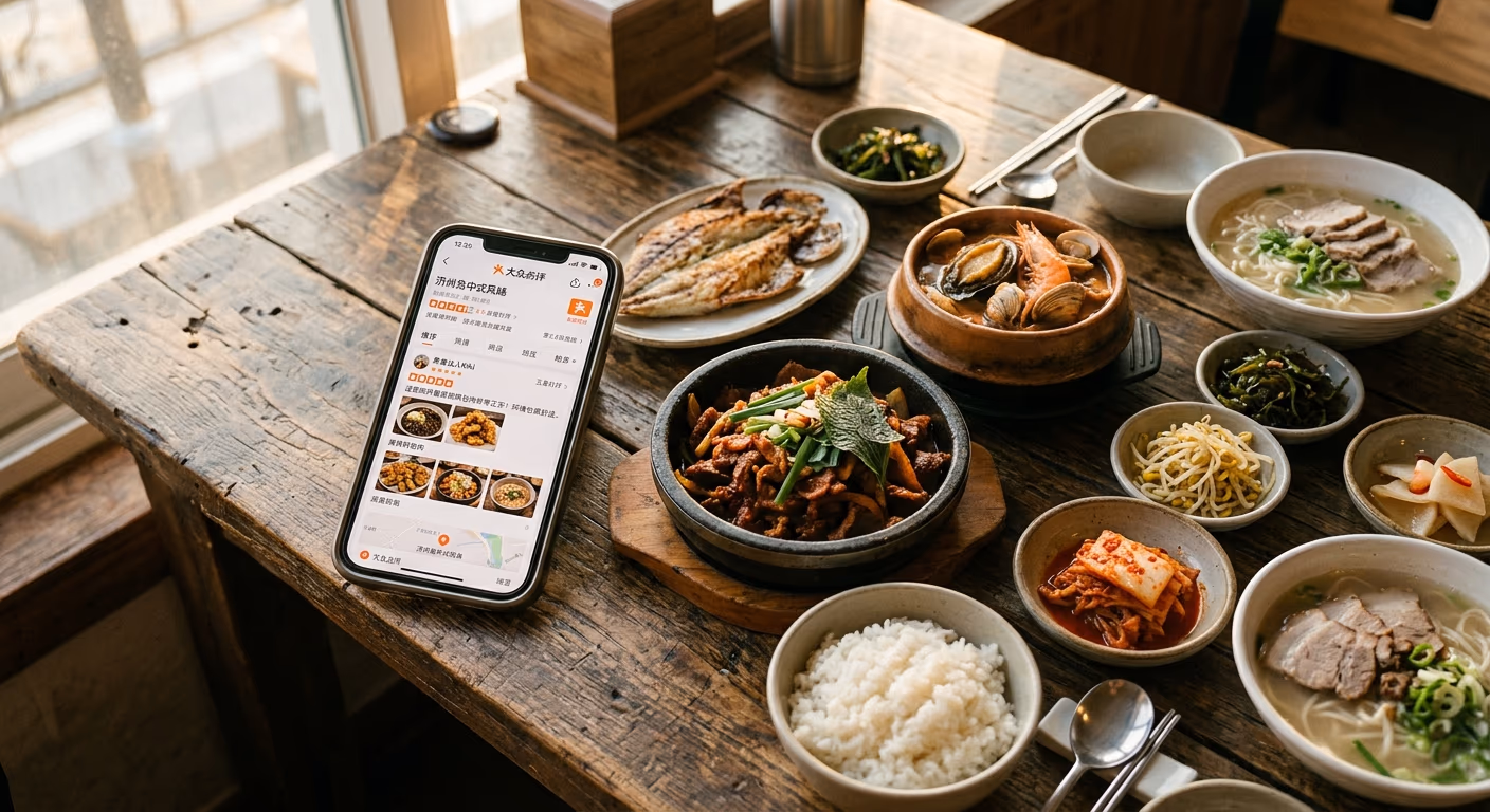 따종디엔핑 앱 화면 · 중국 최대 맛집 리뷰 플랫폼