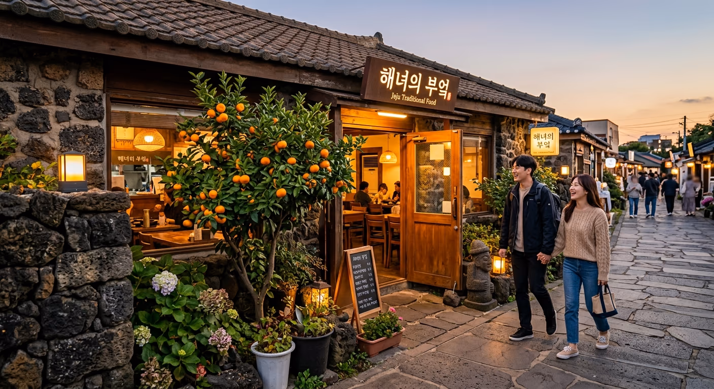 제주 음식점에서 인플루언서가 음식을 촬영하는 모습