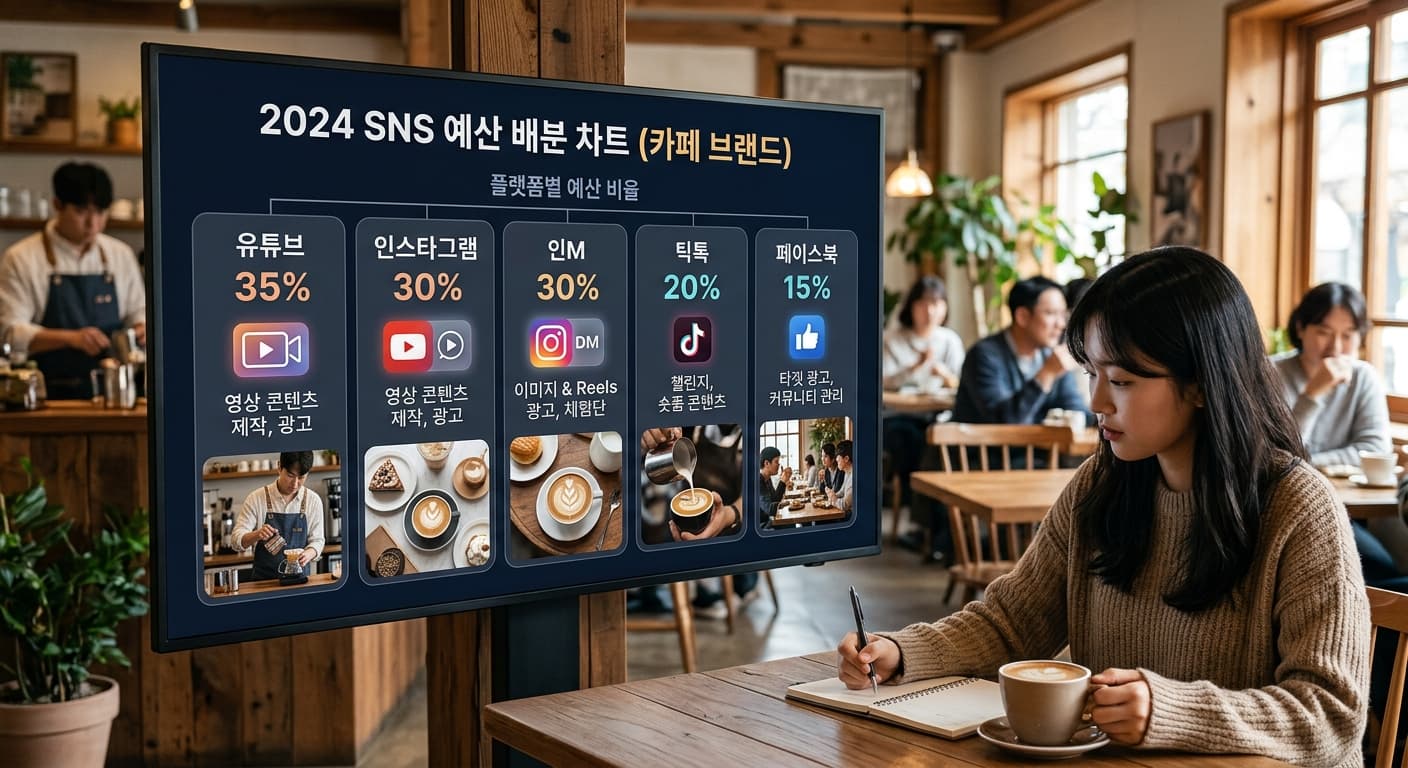 카페 SNS 마케팅 비용 채널별 분배 · 인스타 우선 5플랫폼