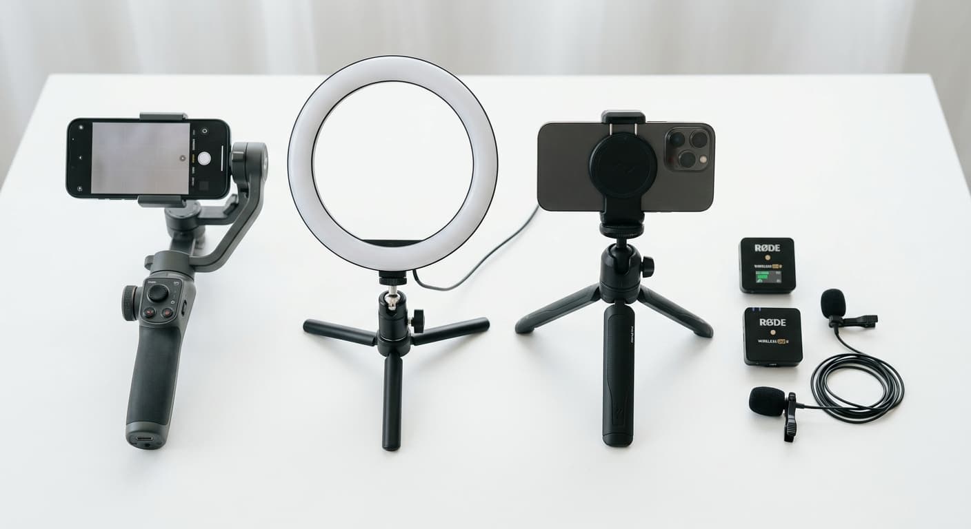 카페 영상 촬영 장비 셋업 · 짐벌 링라이트 매크로 렌즈