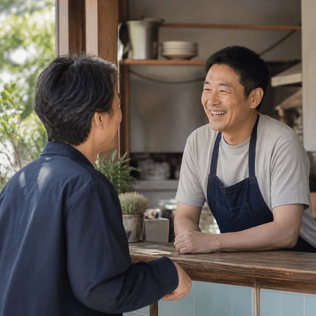 혼자 온 손님 앞에 차려진 정갈한 일인 상차림 (컨셉 이미지)