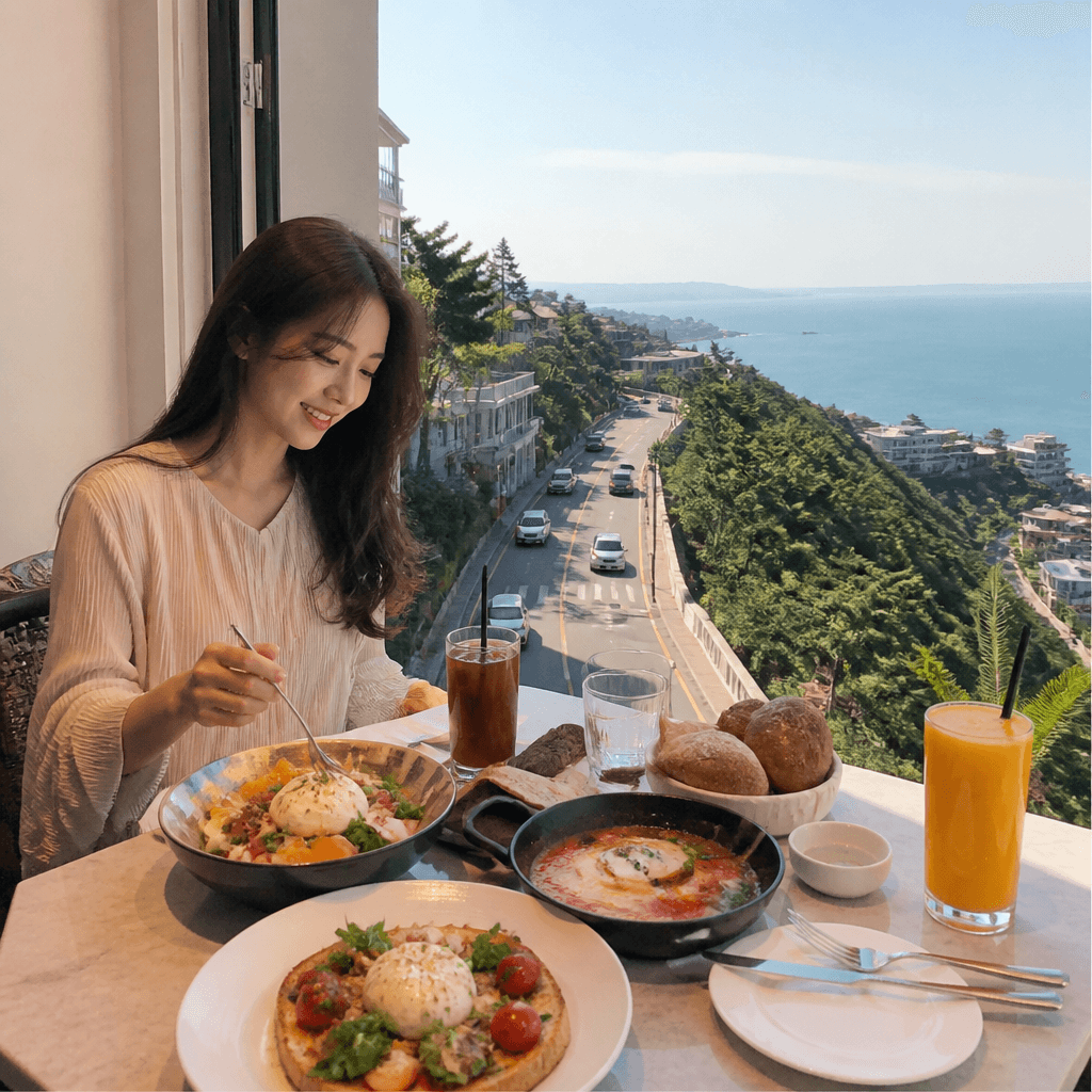 바다가 내려다보이는 달맞이길의 여유로운 브런치 (컨셉 이미지)