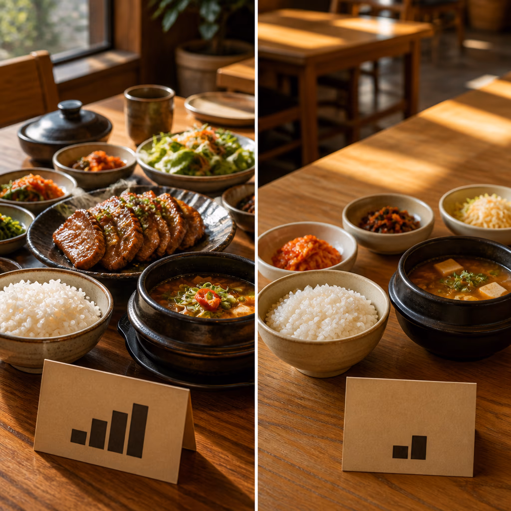 같은 매장의 세트 두 티어 대비 컨셉 이미지