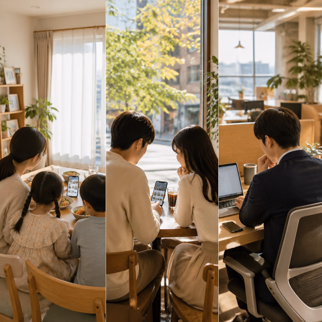 세 가지 손님 시나리오 트립틱 · 가족 · 커플 · 솔로