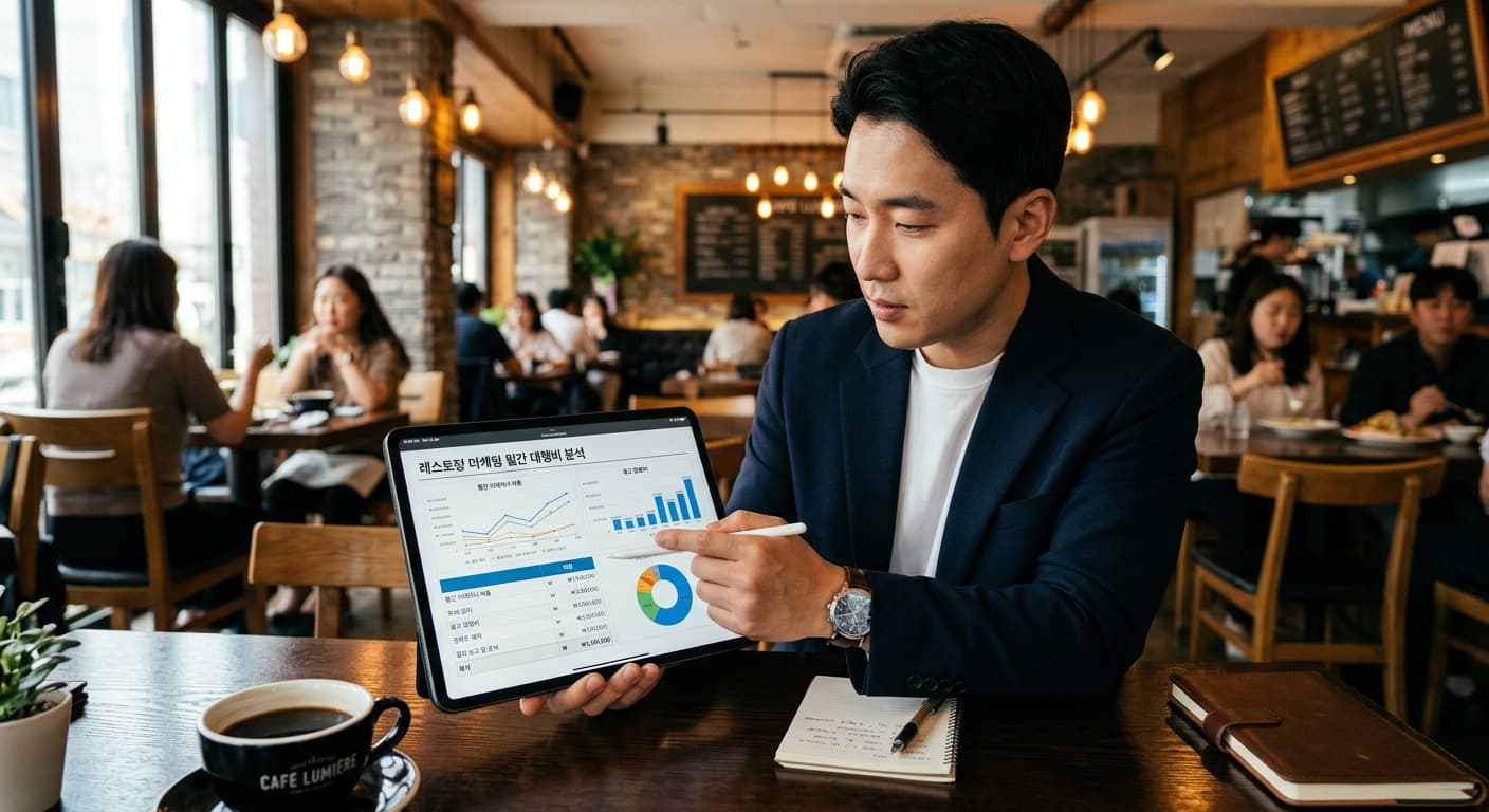 음식점 대행 비용 효율 측정 ROI 12개월 모델