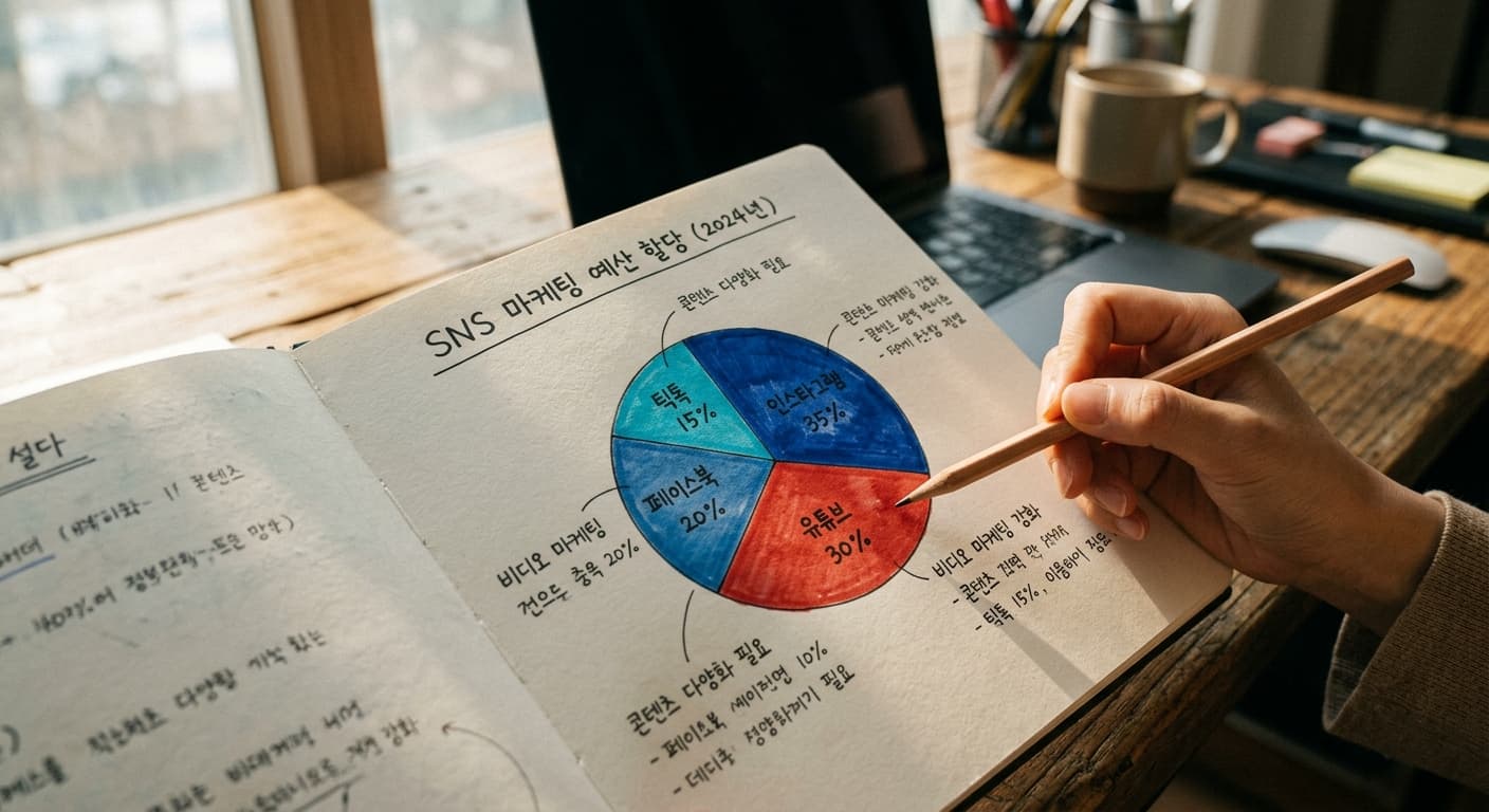 음식점 SNS 마케팅 비용 채널별 분배 · 5플랫폼