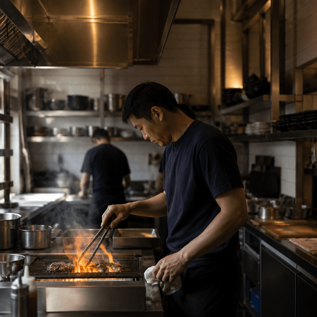 서울 식당 인스타 스토리에서 주방 비하인드 장면을 촬영하는 모습