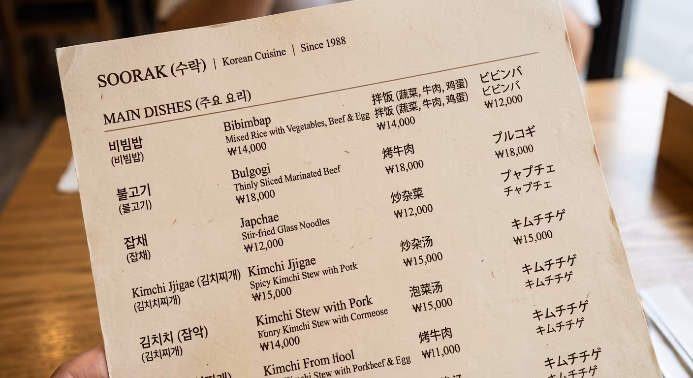 다국어 메뉴판