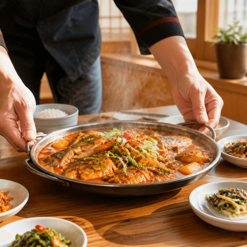 김이 오르는 갈치조림이 상 위에 오르는 순간 (컨셉 이미지)