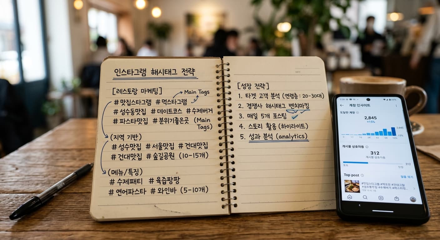 음식점 해시태그 전략 · 5채널 매칭 키워드