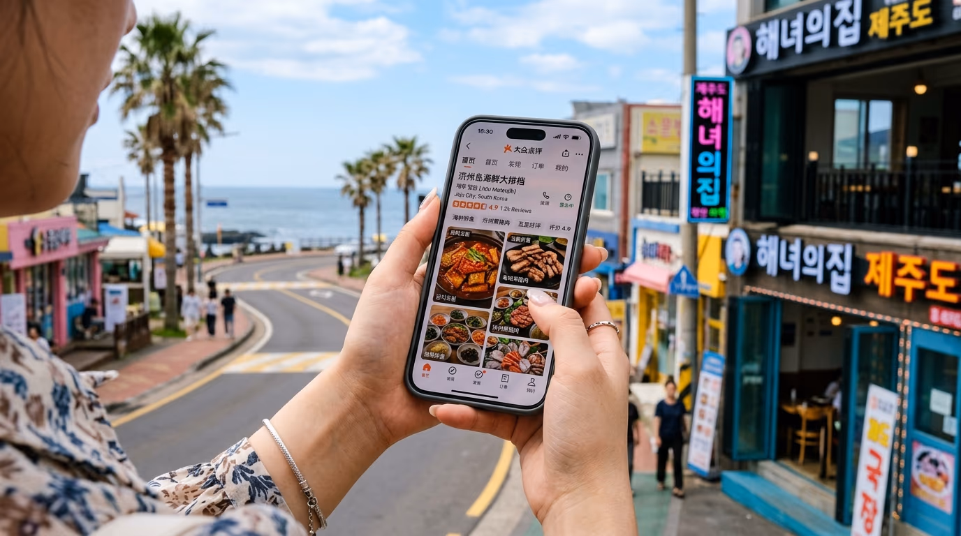 따종디엔핑 앱 화면 — 제주 맛집 검색
