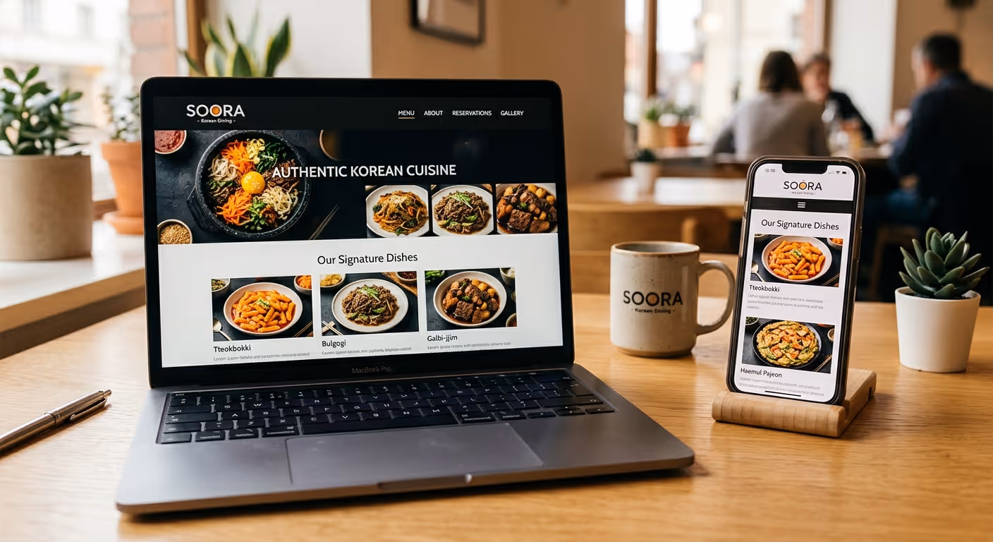 반응형 웹사이트 — 노트북과 모바일에서 동시에 보이는 모습